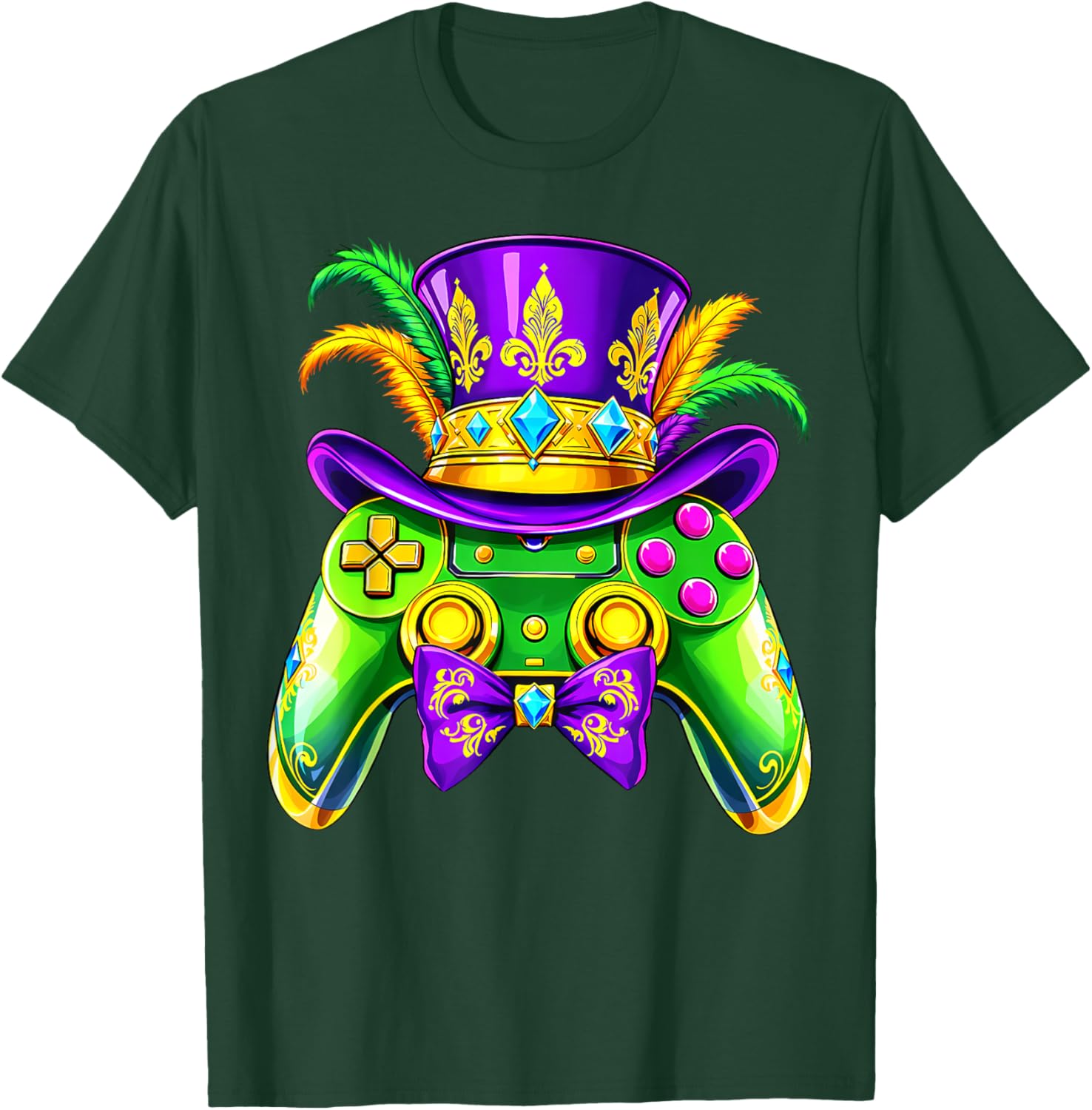 Mardi Gras Video Game Controller Jester Mask Kids Boys T-Shirt - T-Shirt | Forest