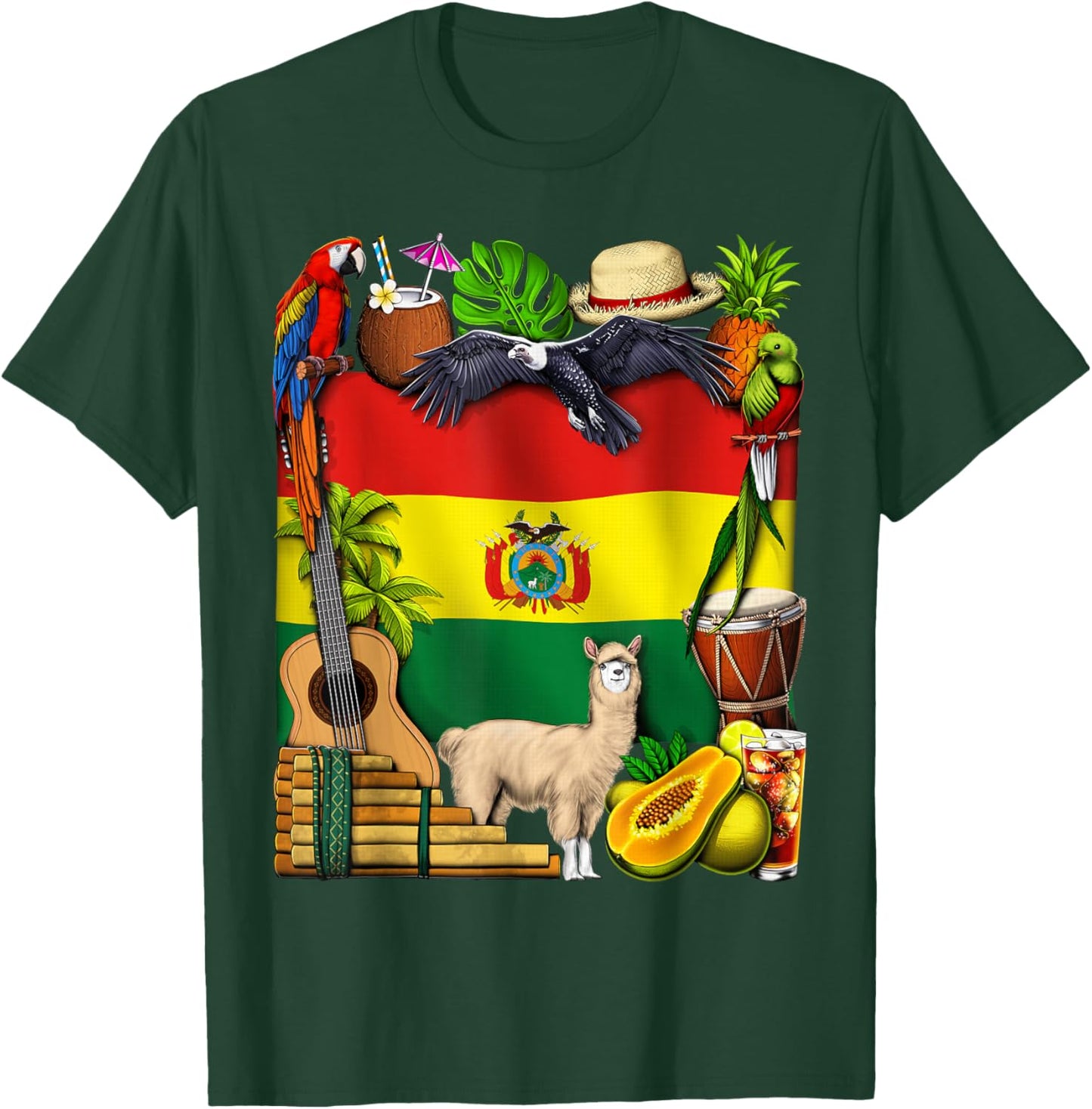 Bolivia Flag Bolivian Heritage Bolivian Roots Proud Bolivian T-Shirt - T-Shirt | Forest
