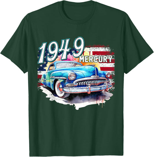 1949 49 Mercury Classic Car USA Flag T-Shirt - T-Shirt | Forest