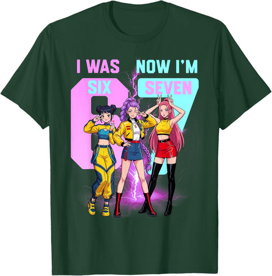 I was 6 Now I'm 7 Birthday Girl 67 Meme Funny Korean Pop T-Shirt - T-Shirt | Forest
