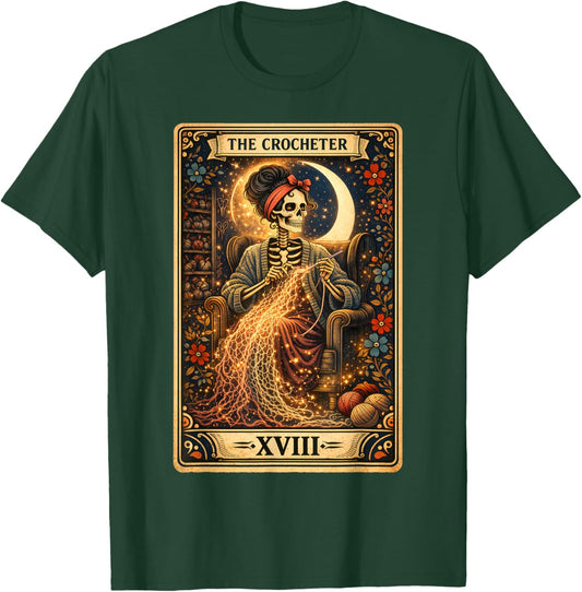 Skeleton The Crocheter Tarot Card Knitter Crochet Lover T-Shirt - T-Shirt | Forest