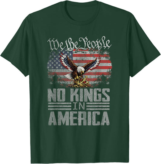 No Kings in America US Flag Vintage Men Women T-Shirt - T-Shirt | Forest
