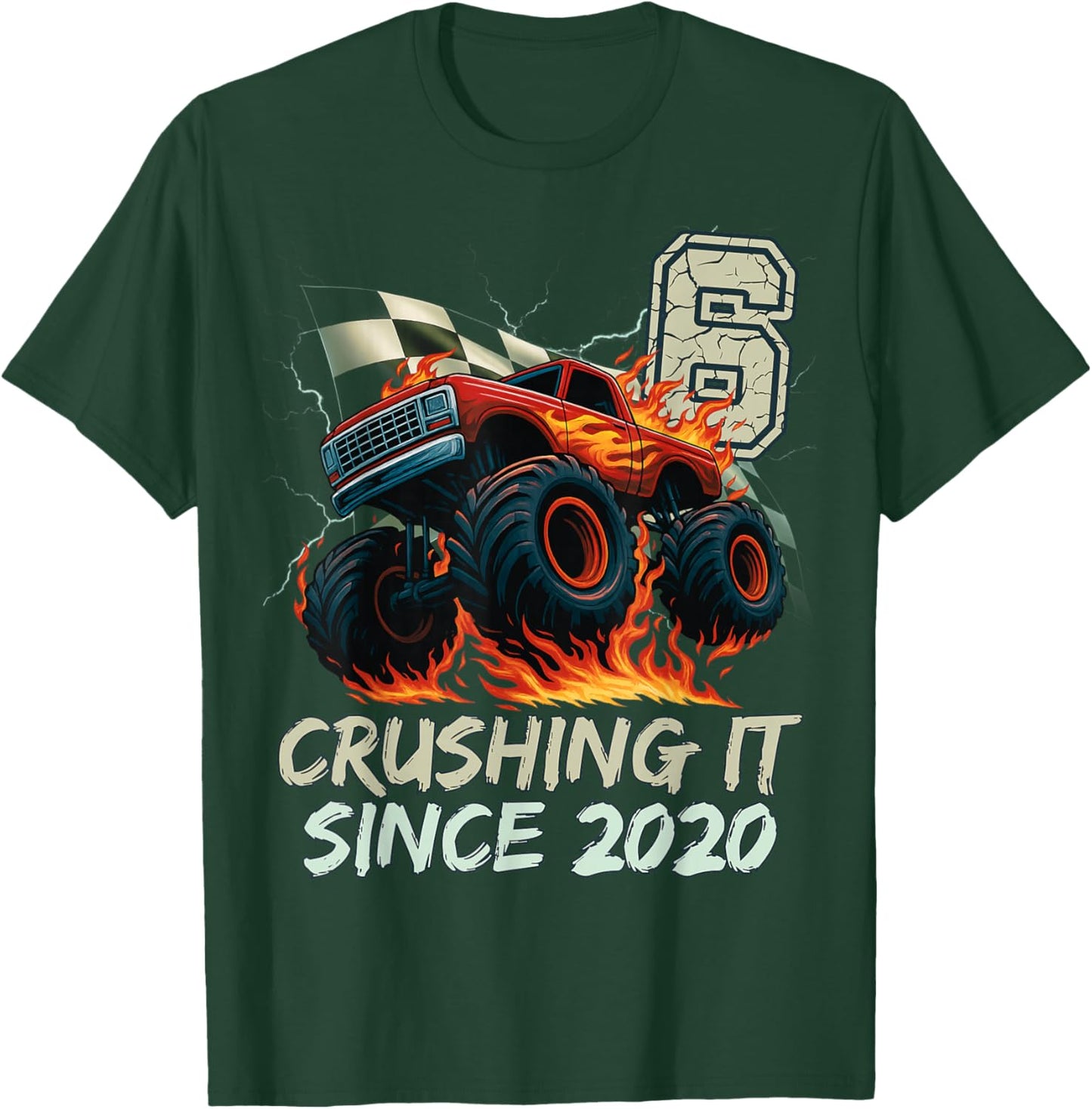 Birthday Monster Truck 6 Year Old Boys 6th Party Born 2020 T-Shirt - T-Shirt | Forest