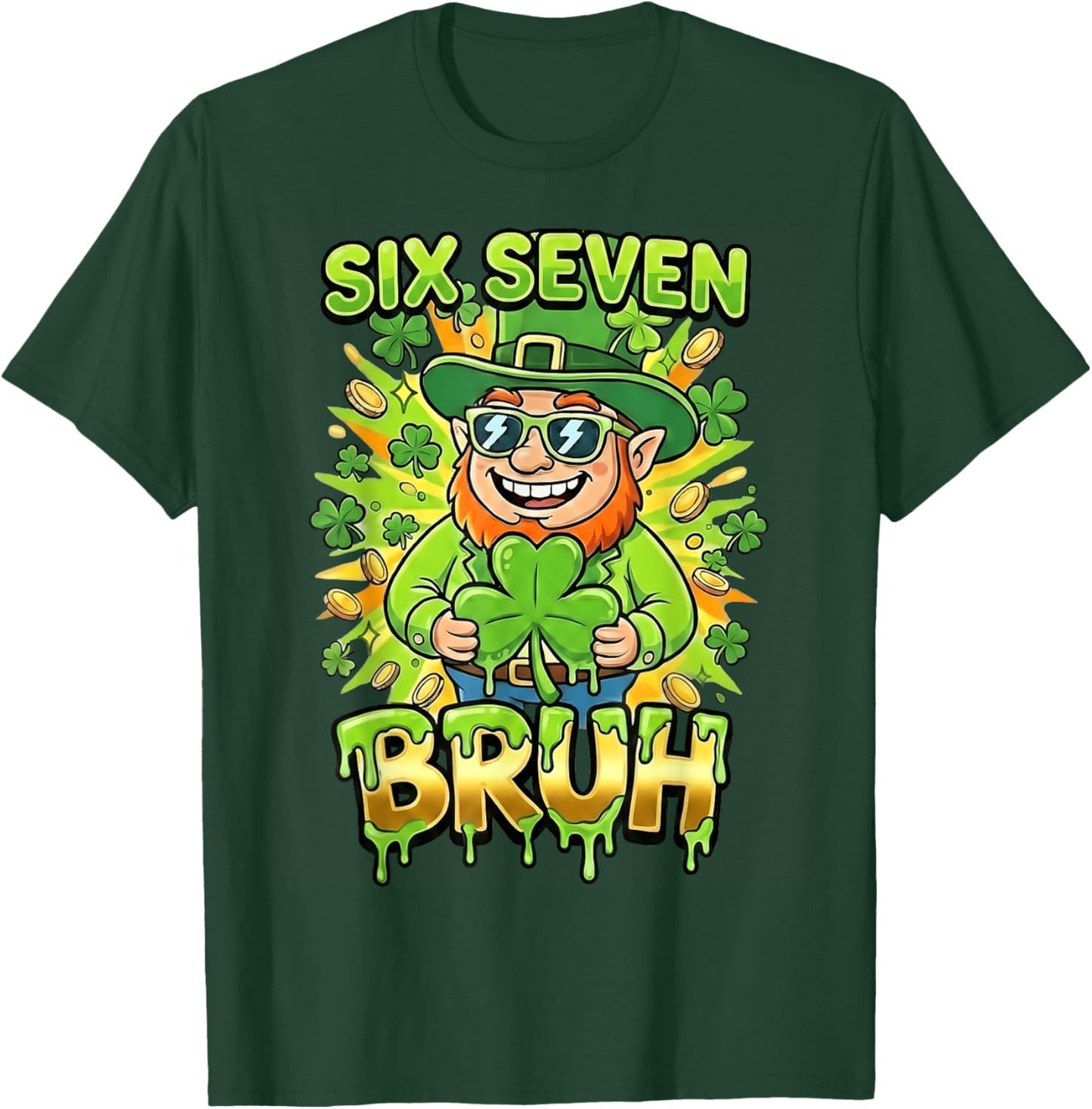 Bruh 67 Six Seven 6 7 Meme St Patricks Day Funny Boys Kids T-Shirt - T-Shirt | Forest