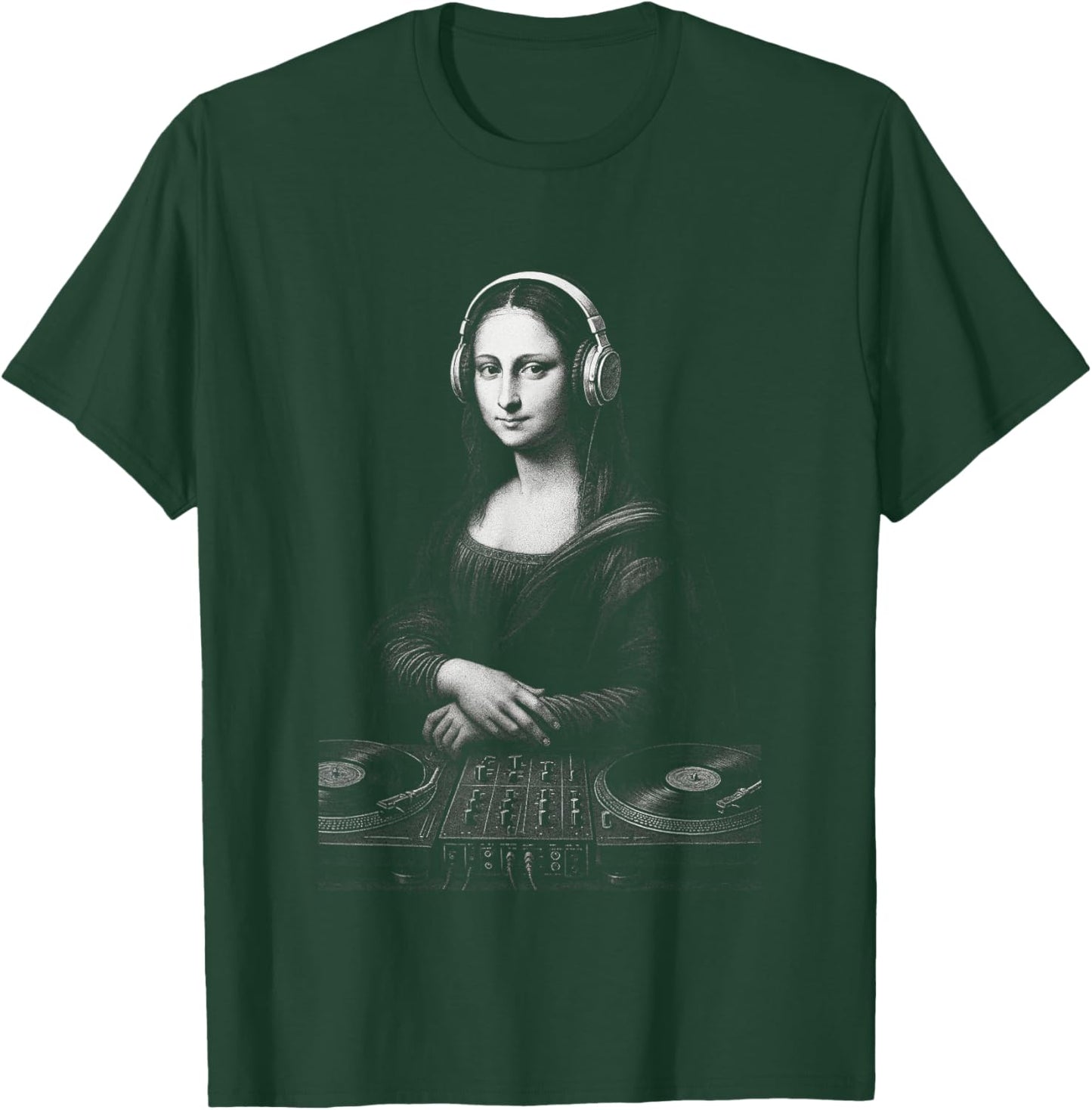 Mona Lisa DJ Headphones Turntables Music Mixer Art Parody T-Shirt - T-Shirt | Forest