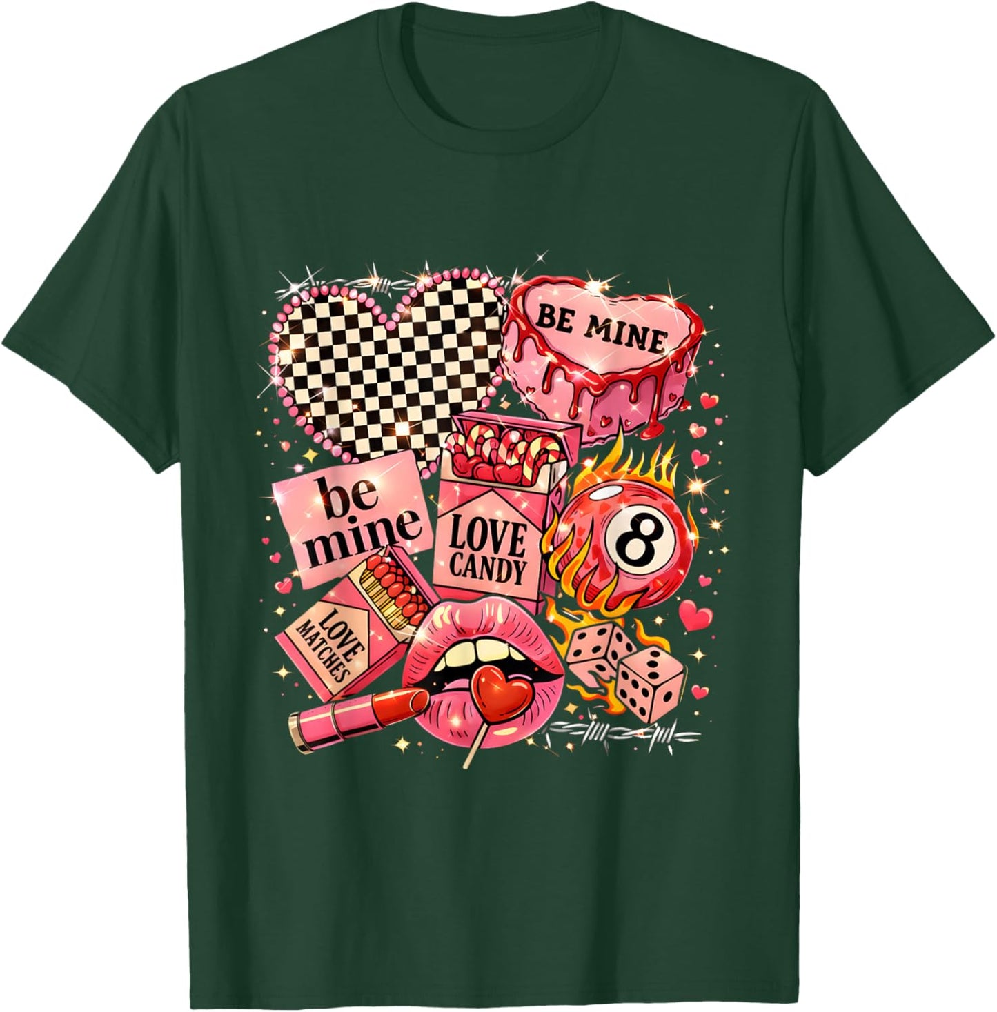 Retro Punk Valentine Collage Love Candy Heart Design T-Shirt - T-Shirt | Forest