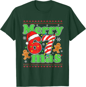 Funny Merry 67 mas Christmas Holiday Women Kids Xmas Ugly T-Shirt - T-Shirt | Forest