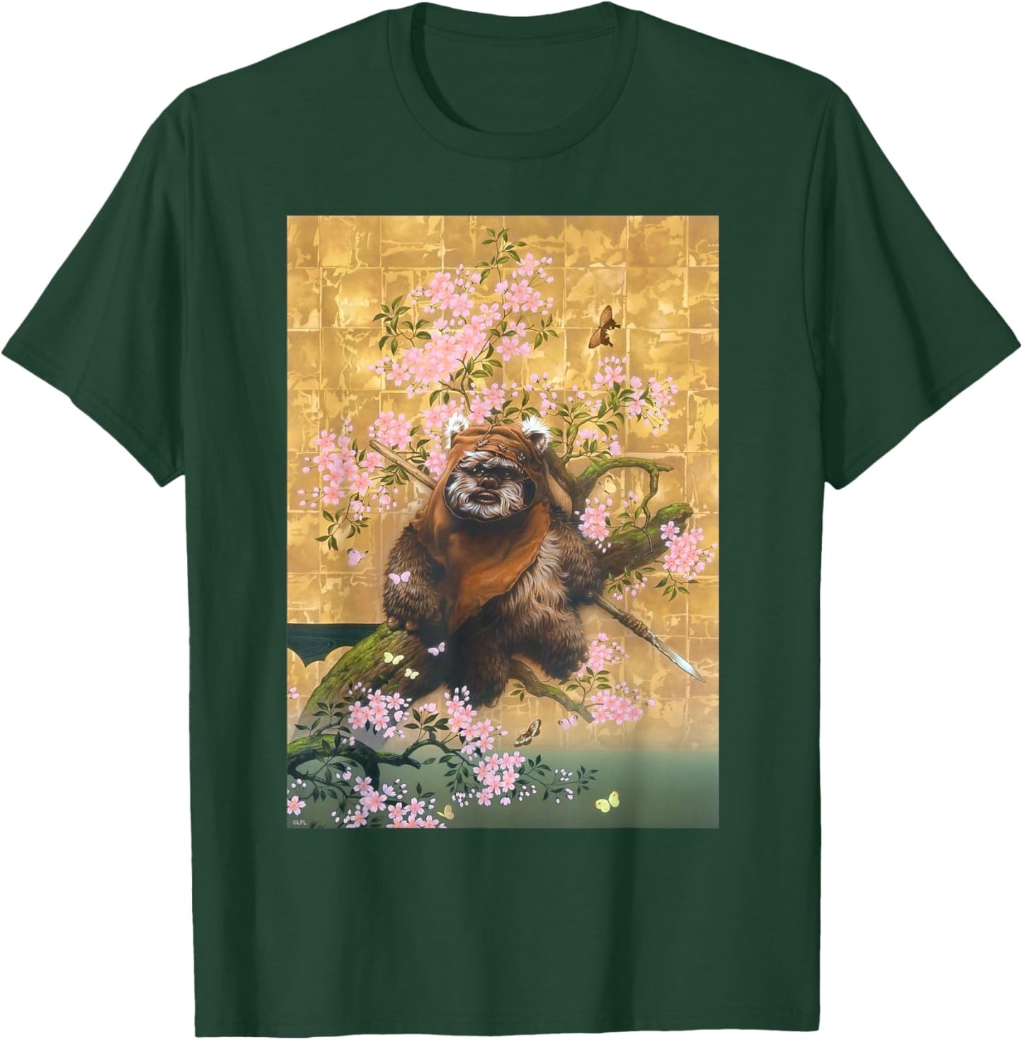 Star Wars Wicket the Ewok Spring Cherry Blossoms Sakura Art T-Shirt - T-Shirt | Forest