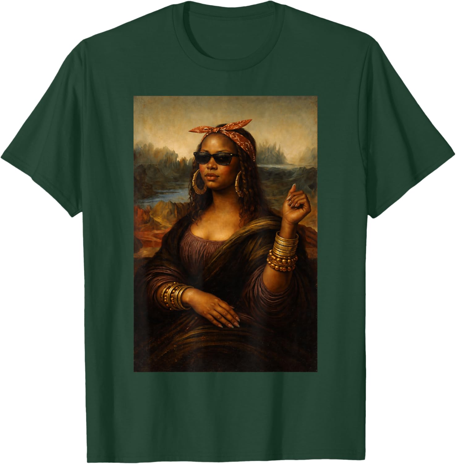 Black History Month African American Woman Black Mona Lisa T-Shirt - T-Shirt | Forest