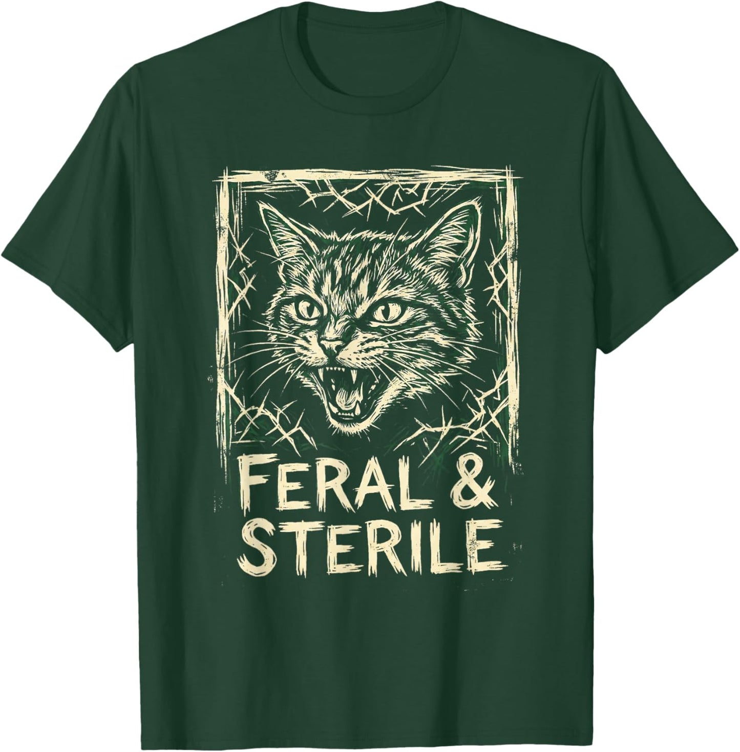 Feral & Sterile Cat TNR Advocate Wild Feline Grunge Art T-Shirt - T-Shirt | Forest