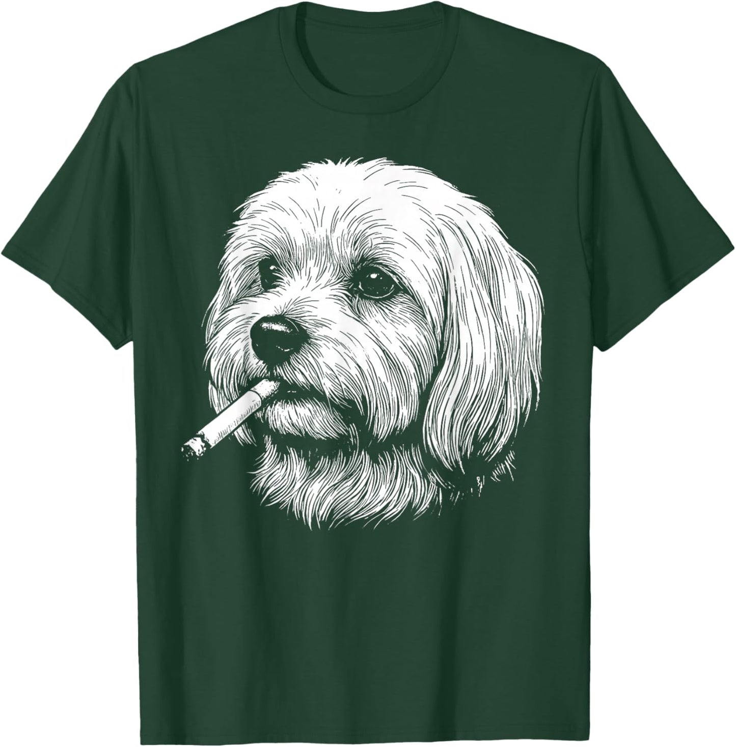 Funny Smoking Dog Meme Maltese Smoking Meme Cigarette Gen Z T-Shirt - T-Shirt | Forest