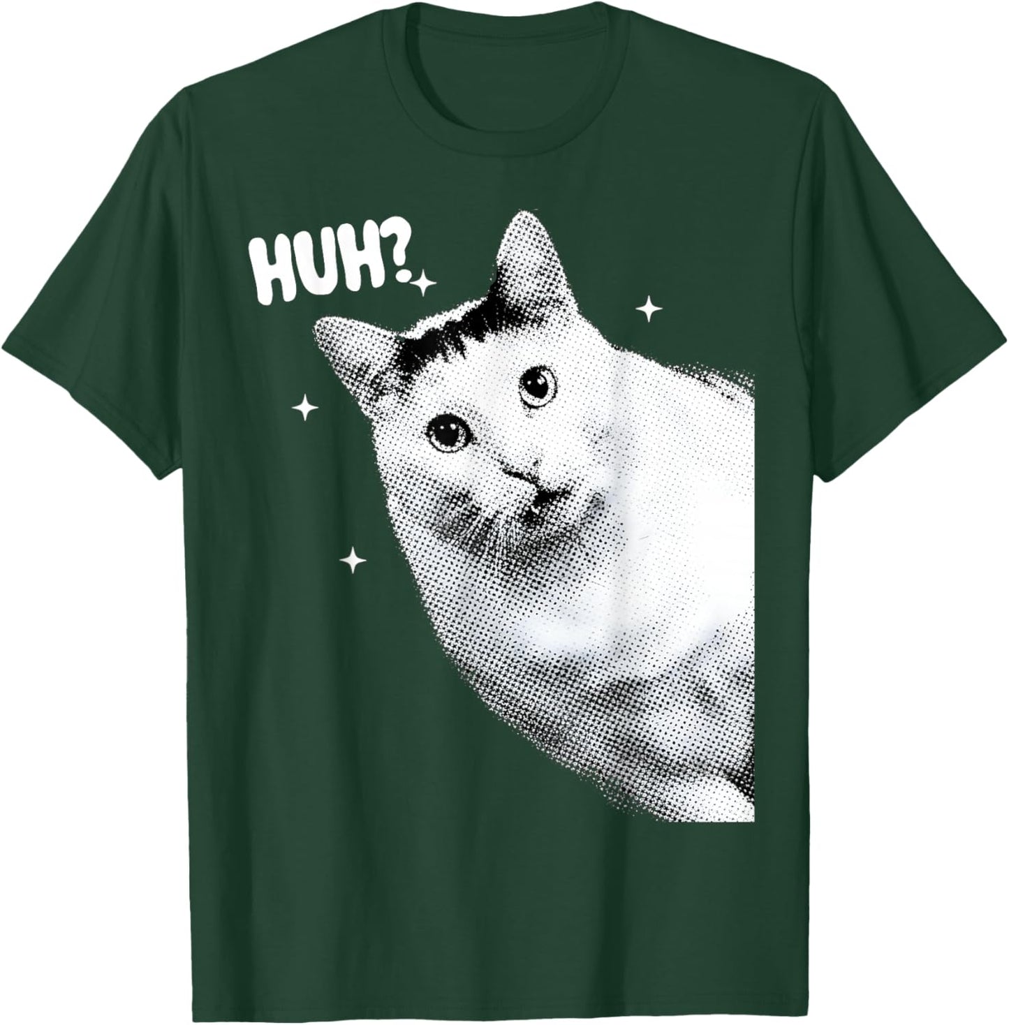Y2K Funny Huh Cat Meme Retro Cat Vintage Kitty Humor Shirt T-Shirt - T-Shirt | Forest