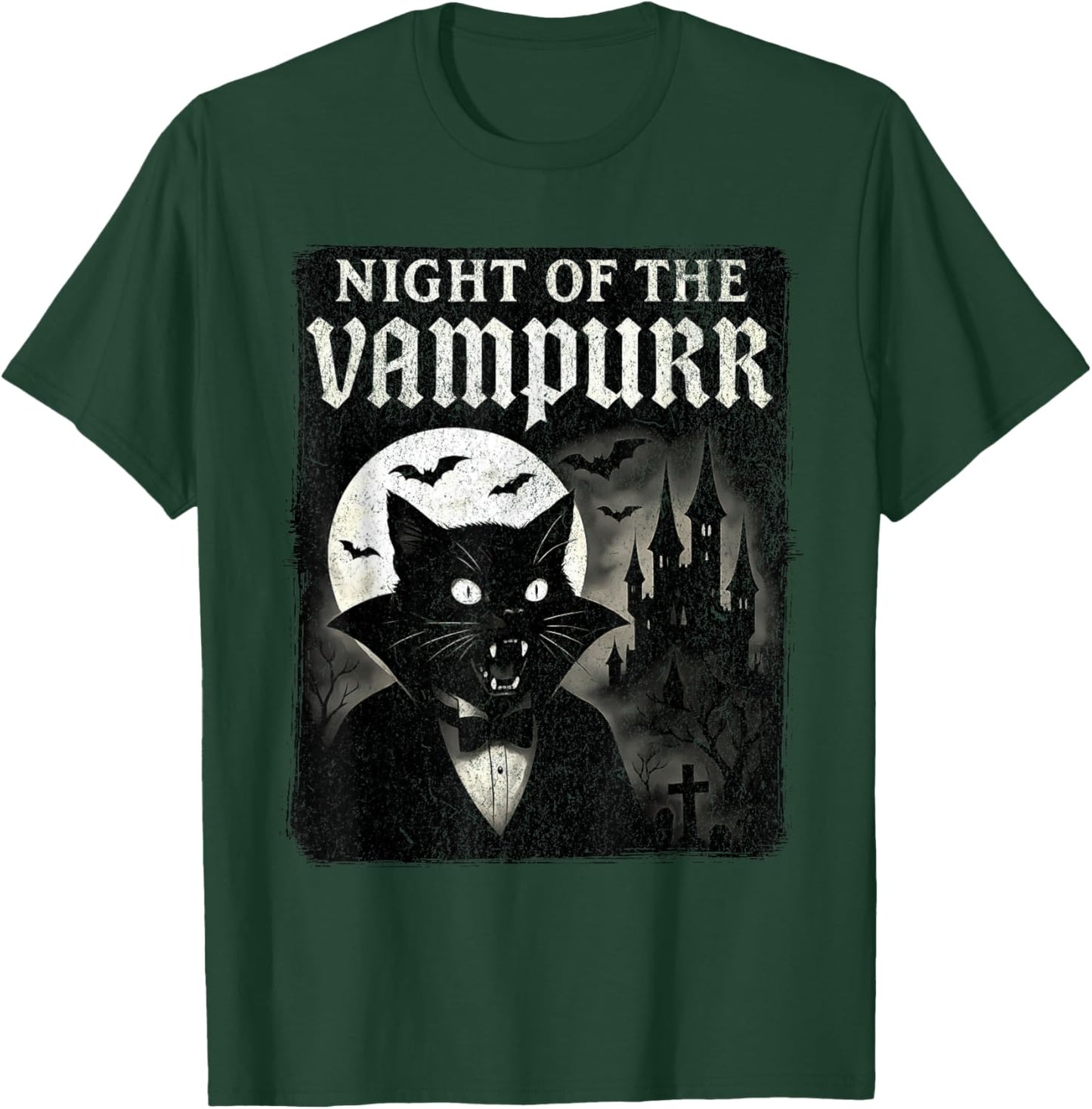 Night of The Vampurr - Halloween Vampire Cat T-Shirt - T-Shirt | Forest