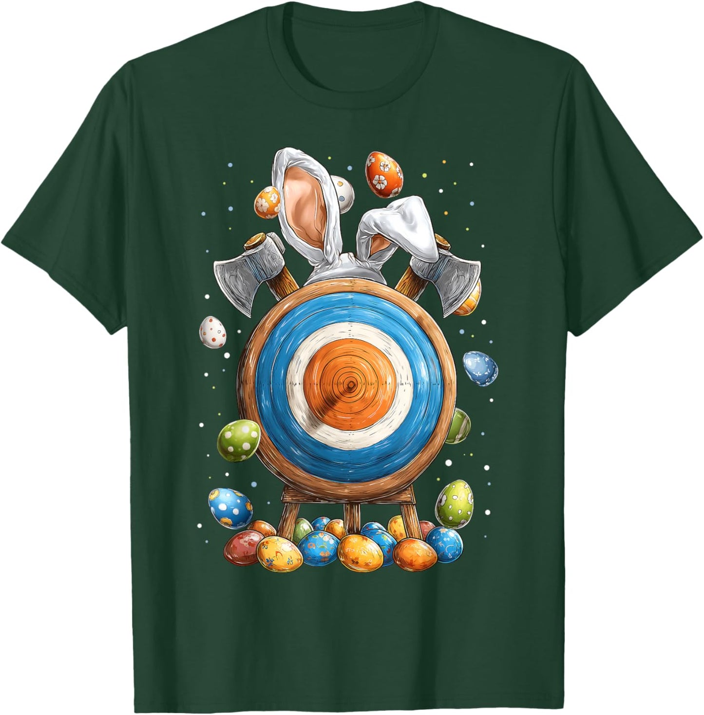 Axe Throwing Axe Thrower Easter Rabbit Eggs Bunny Ears T-Shirt - T-Shirt | Forest