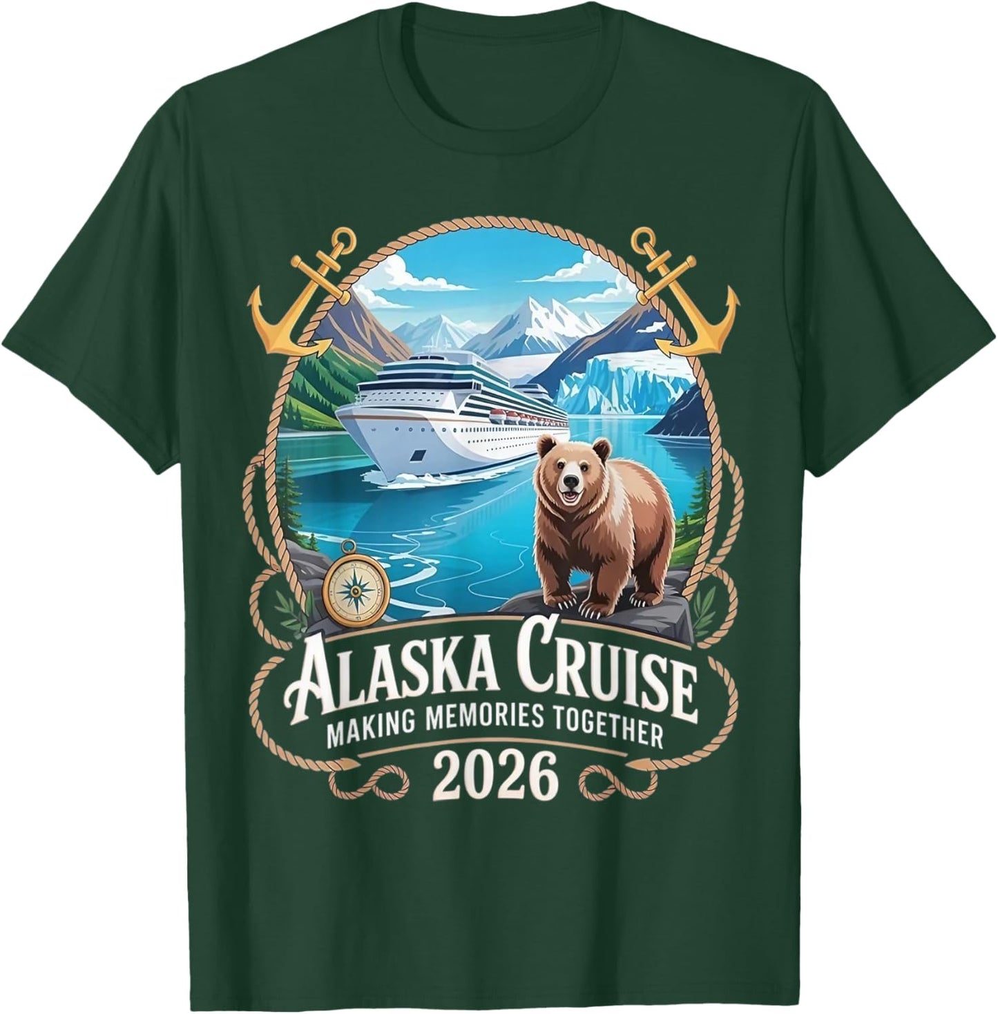 Matching Family Friends and Group Alaska Cruise 2026 T-Shirt - T-Shirt | Forest