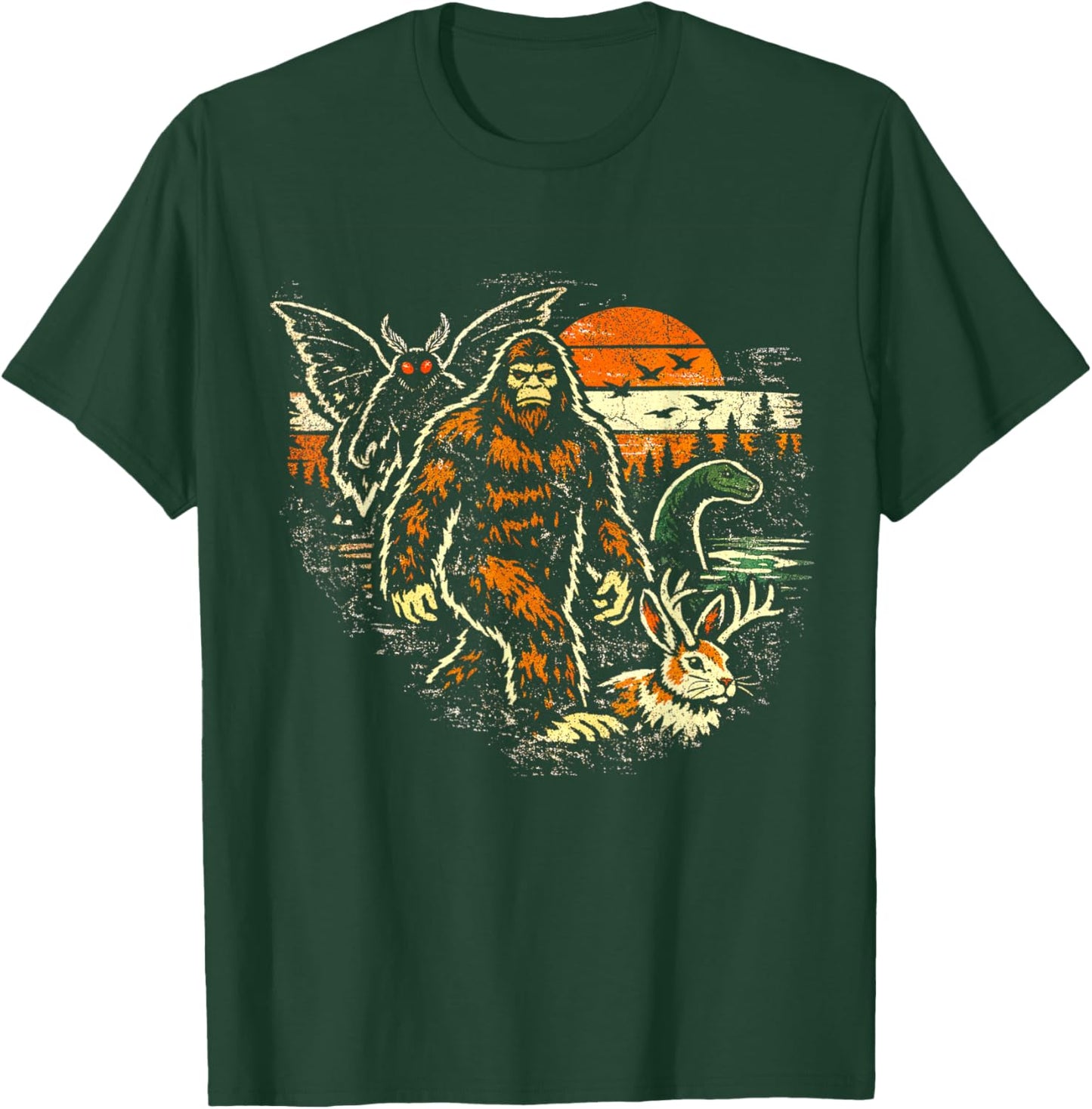 Bigfoot Sasquatch Loch Ness Mothman Funny Cryptid T-Shirt - T-Shirt | Forest