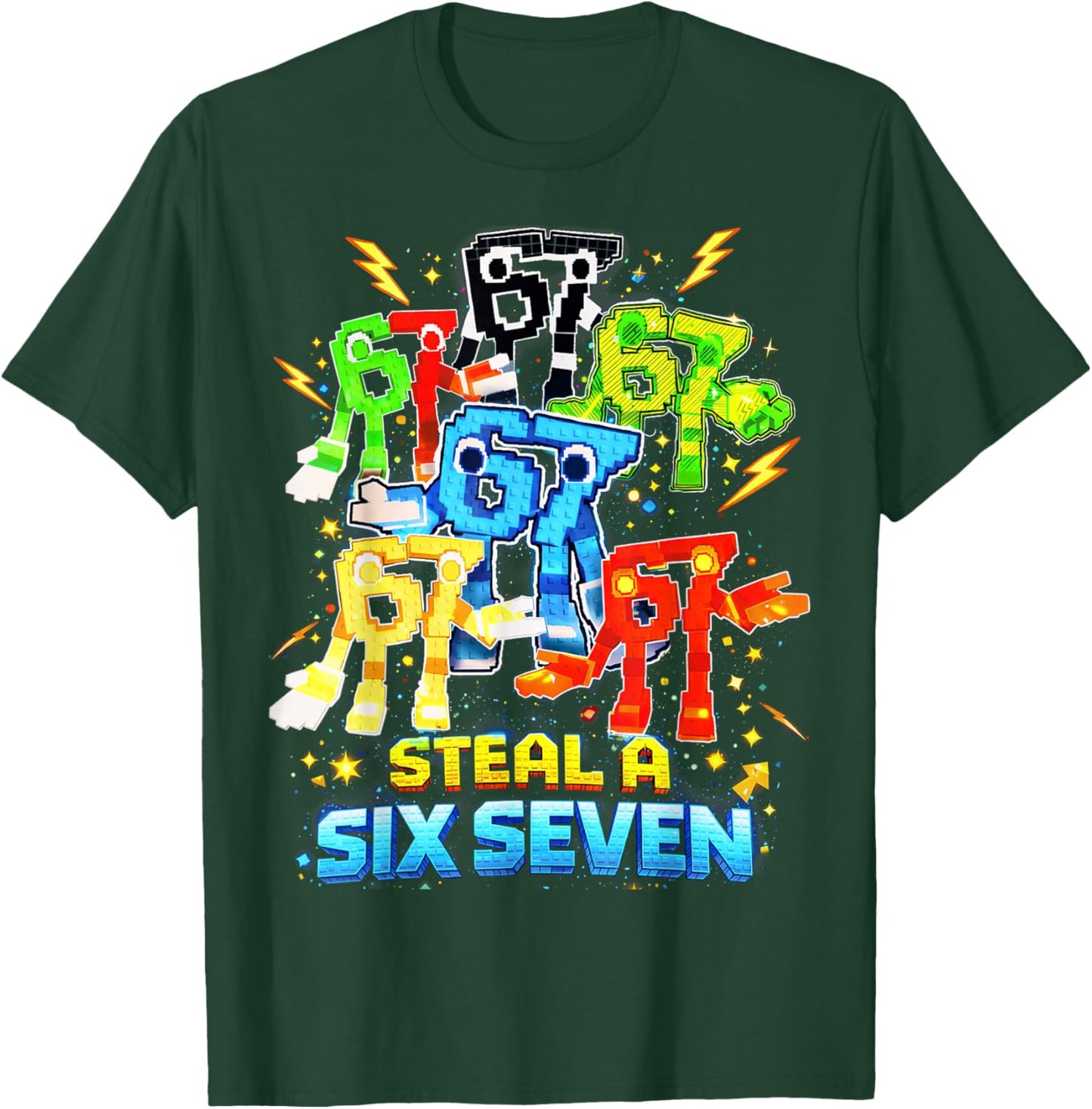 Funny 67 Steal A Six Seven Italian Brainrot Gift Boy Kid T-Shirt - T-Shirt | Forest