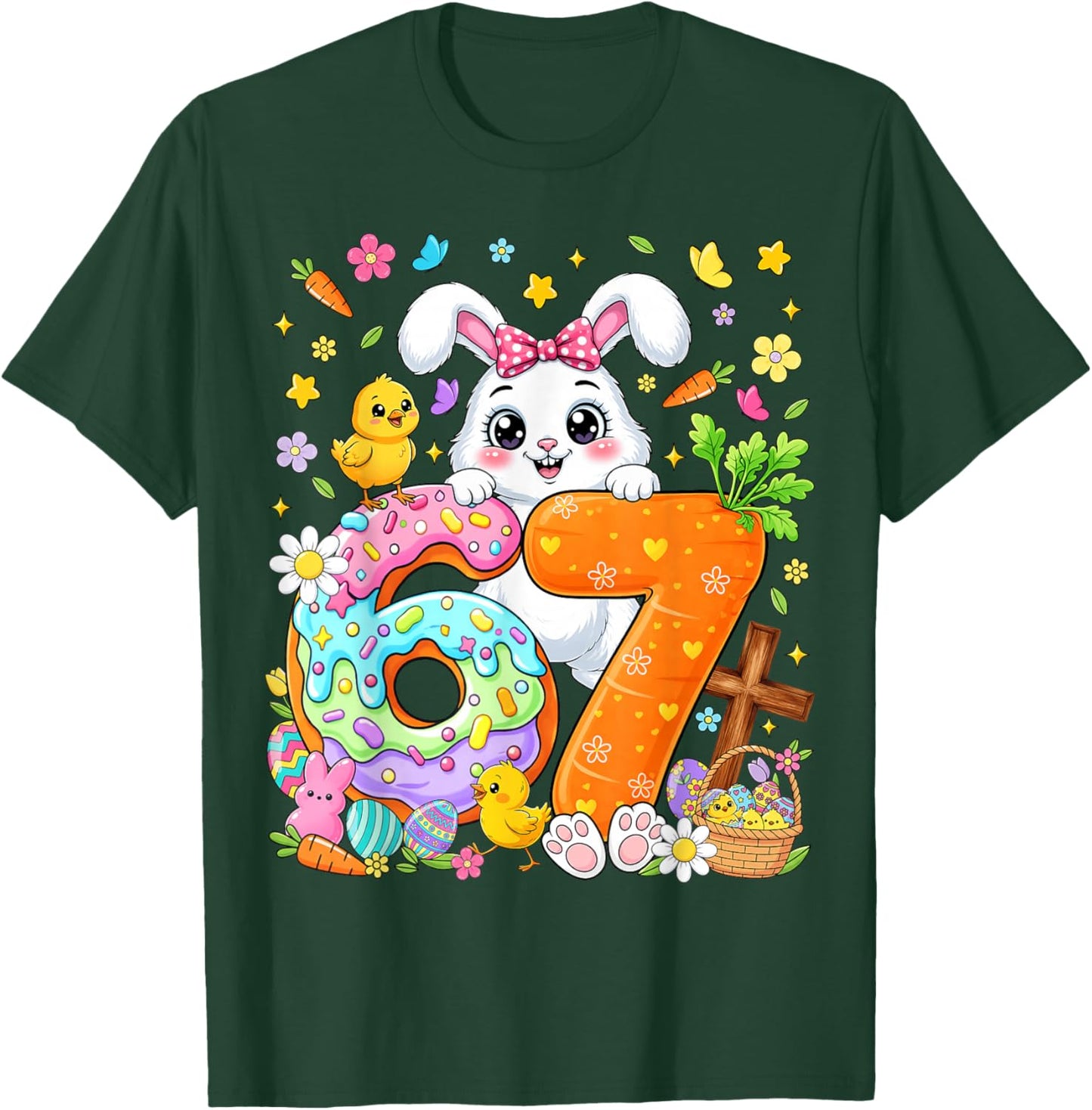 67 Funny Six Seven Gen Meme Cute Rabbit Bunny Easter Day T-Shirt - T-Shirt | Forest