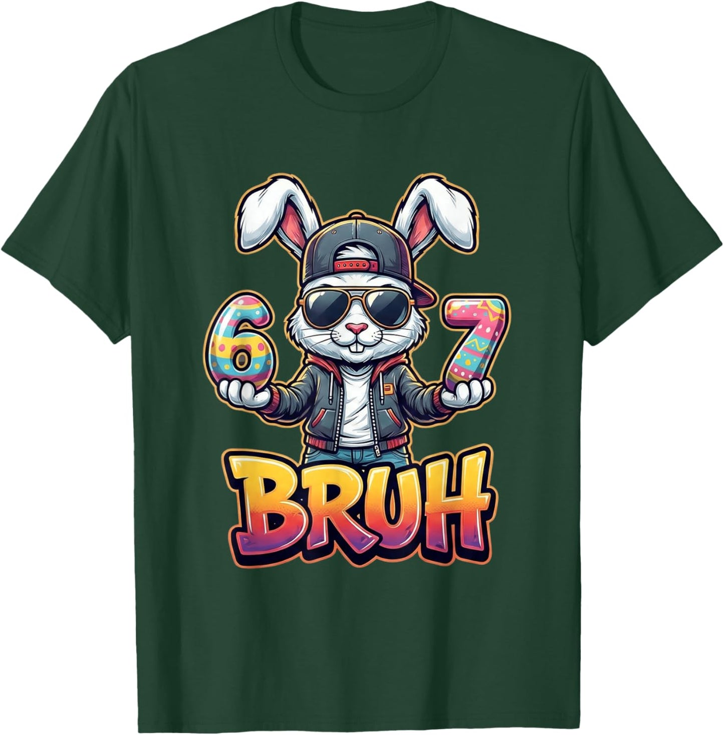 Easter Bunny Meme Bruh – Funny 6 7 Easter Eggs Design Gamers T-Shirt - T-Shirt | Forest