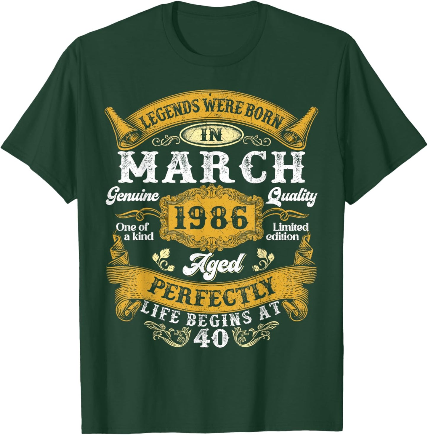 Legends were Born in March 1986 Vintage 40 Years Old Men Him T-Shirt - T-Shirt | Forest