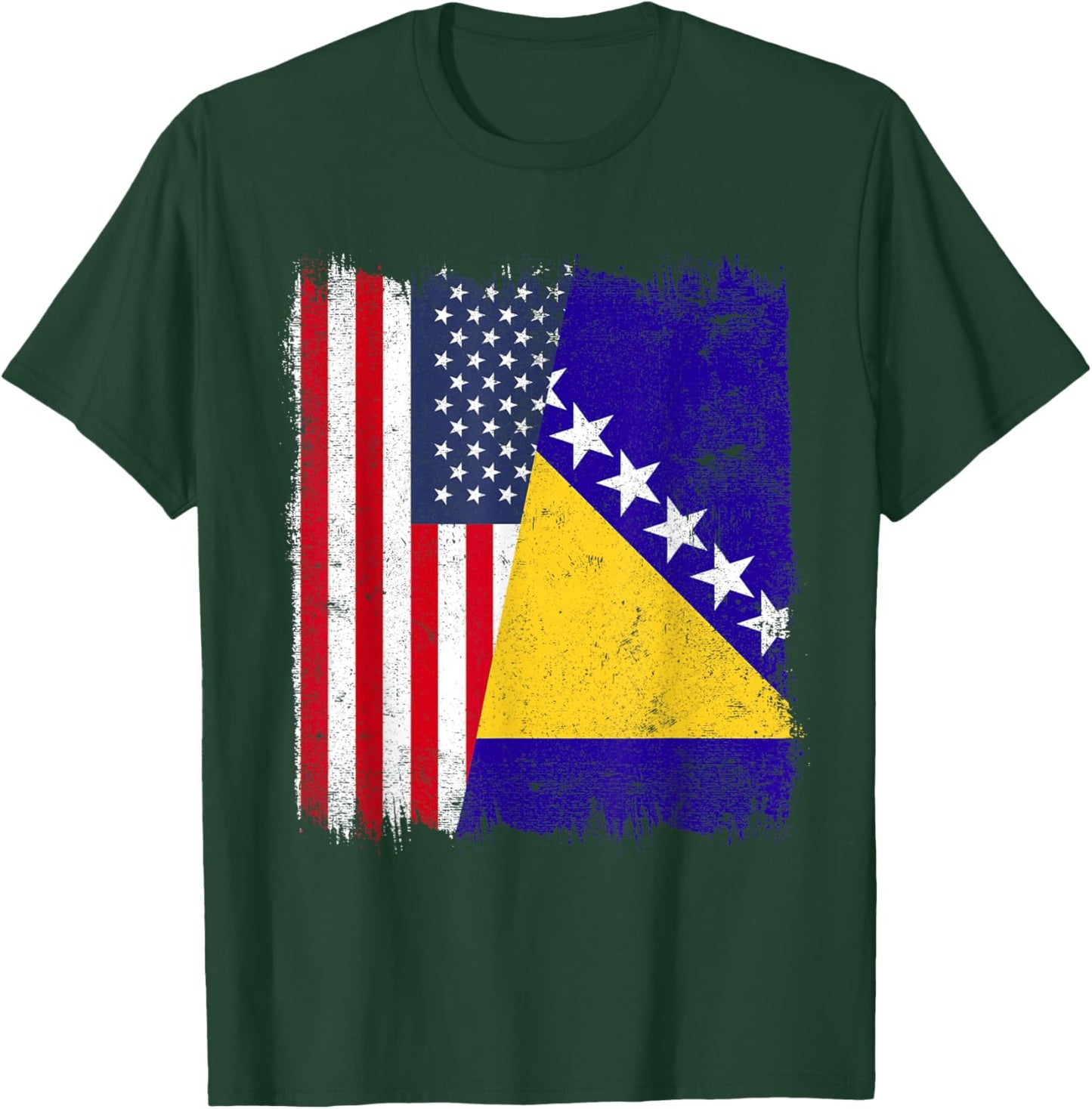 USA Bosnia and Herzegovina Half Flag America Bosnia Jersey T-Shirt - T-Shirt | Forest