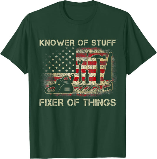 Retro Knower of Stuff Fixer of Things Funny Us Flag T-Shirt - T-Shirt | Forest
