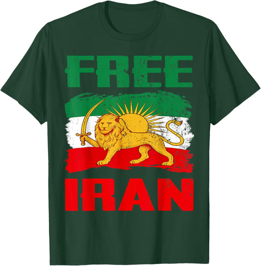 Iran Flag Lion Sun Persian Pride Iranian T-Shirt - T-Shirt | Forest