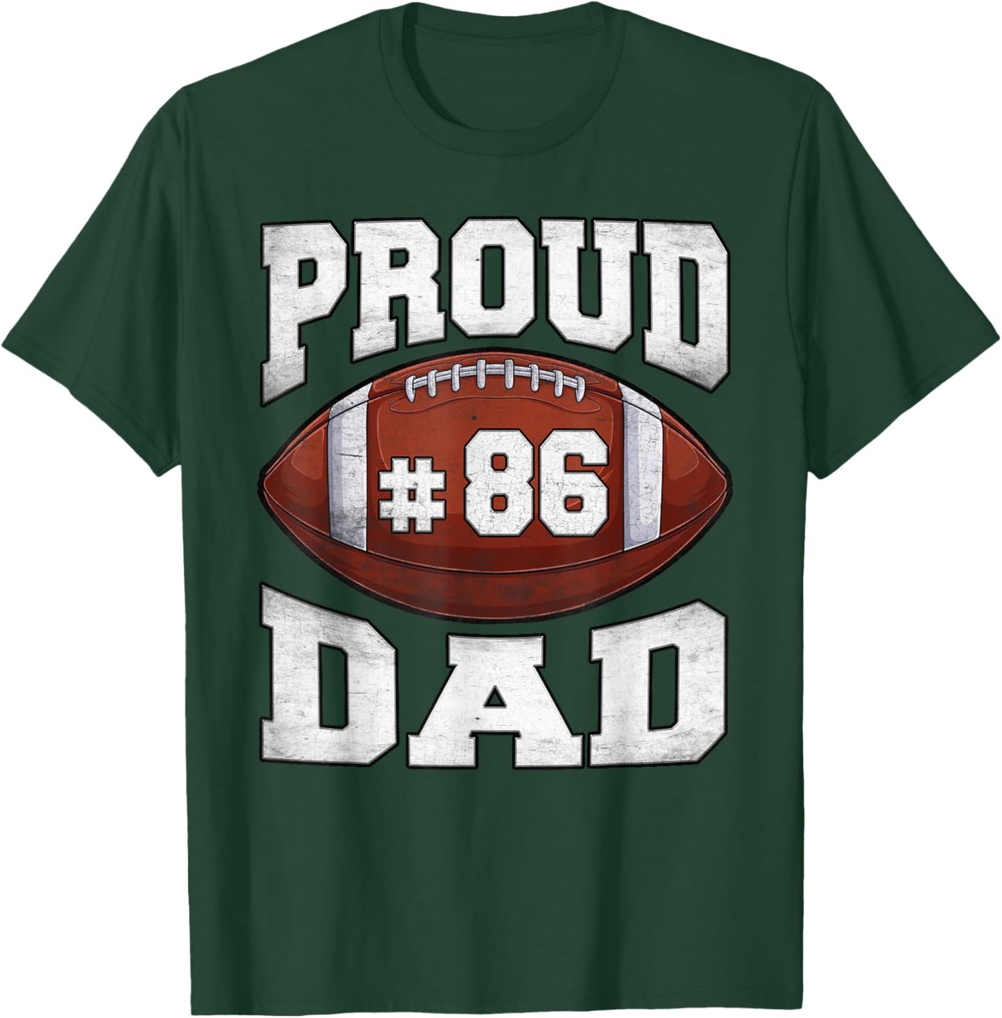 Proud Dad Football Jersey Number 86 High School Sports T-Shirt - T-Shirt | Forest