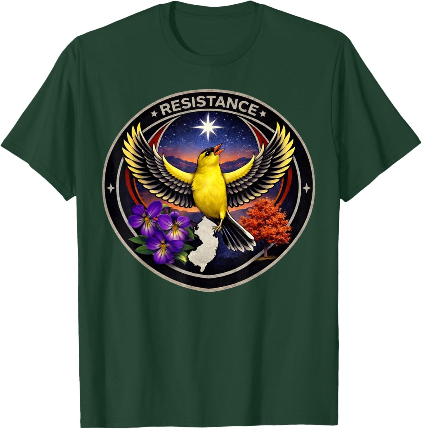 New Jersey NJ Rebel Bird Alliance Resistance No Kings 2026 T-Shirt - T-Shirt | Forest