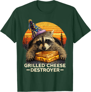 Grilled Cheese Destroyer Raccoon Meme Funny Birthday T-Shirt - T-Shirt | Forest