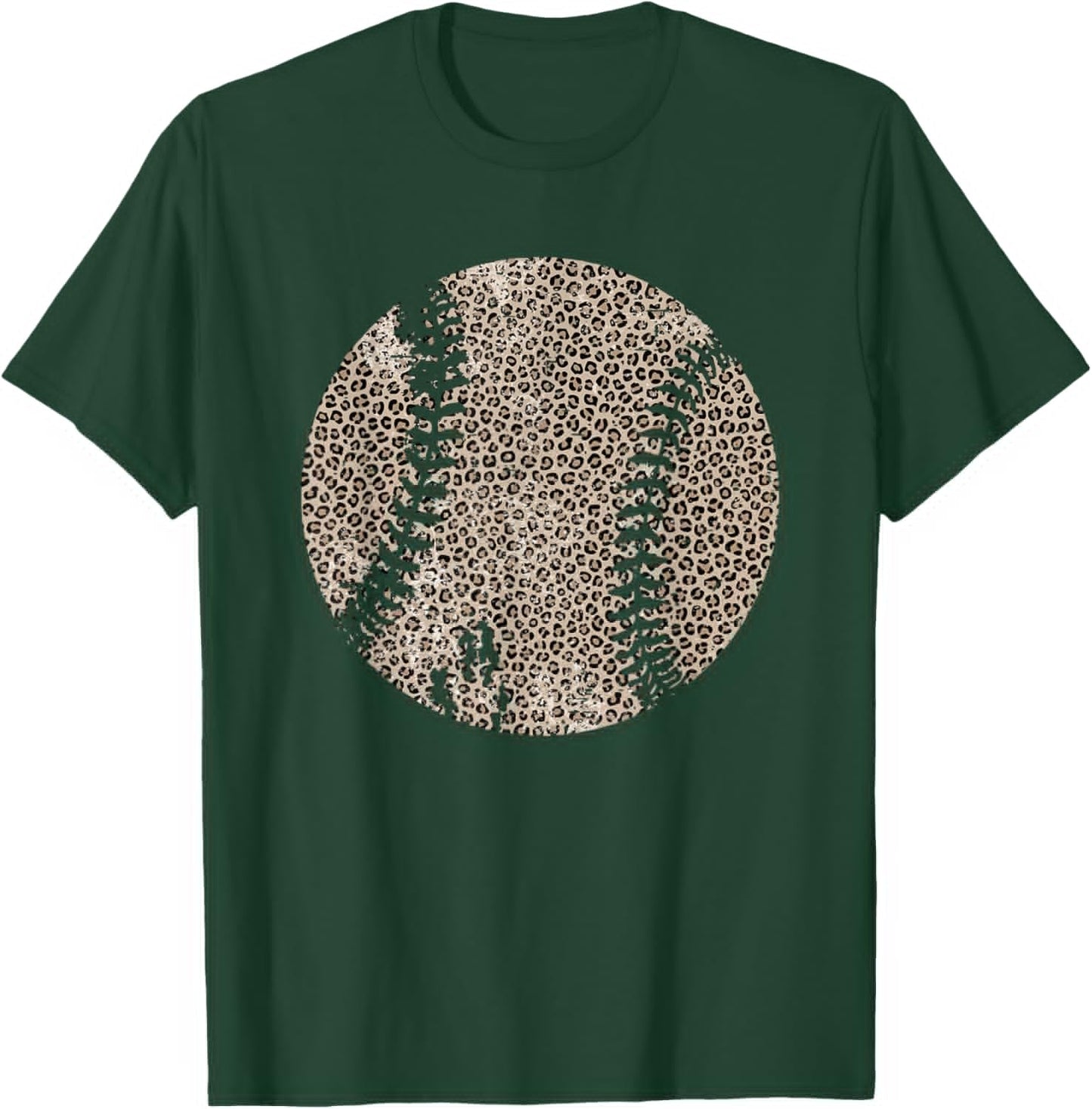 Vintage Leopard Baseball Softball Mama Funny Game Day Sport T-Shirt - T-Shirt | Forest