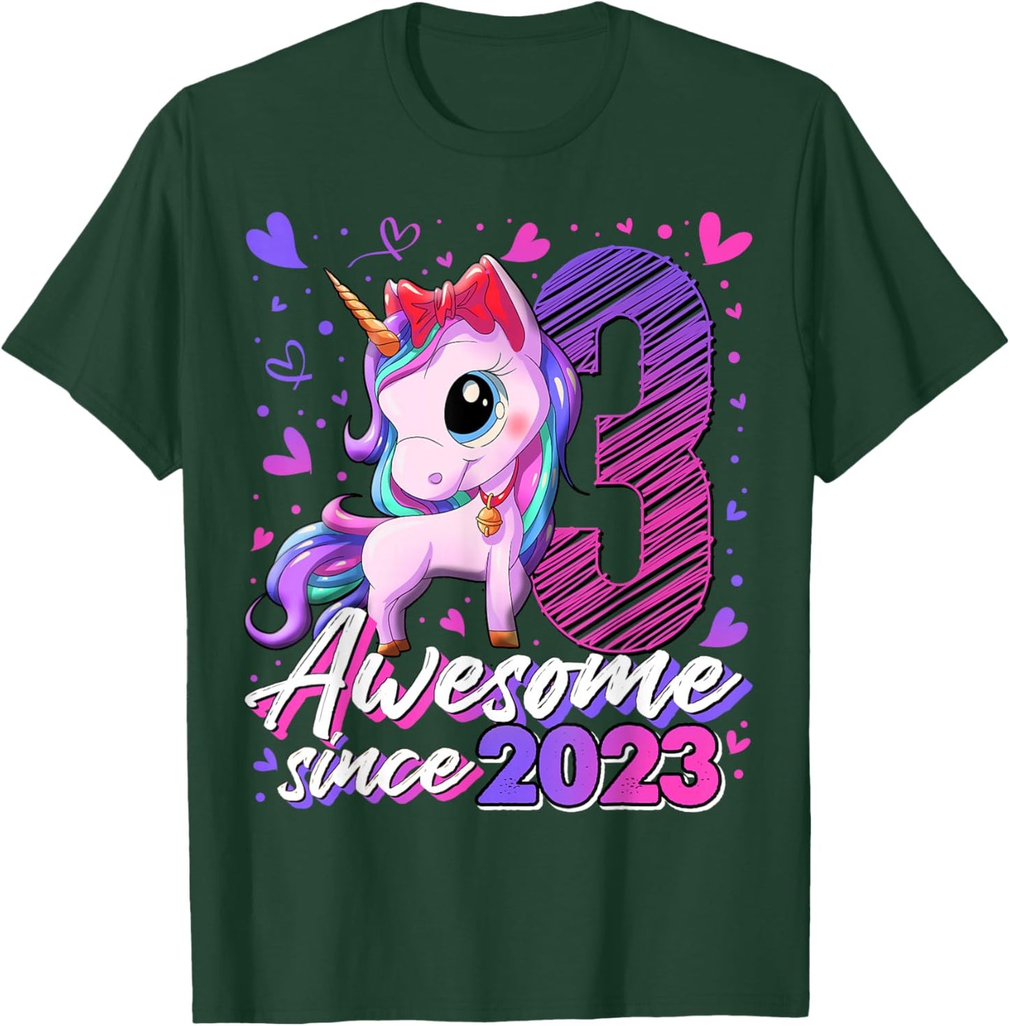 3rd Birthday Shirt Girl 3 Year Old Gifts 3 Birthday Girl T-Shirt - T-Shirt | Forest