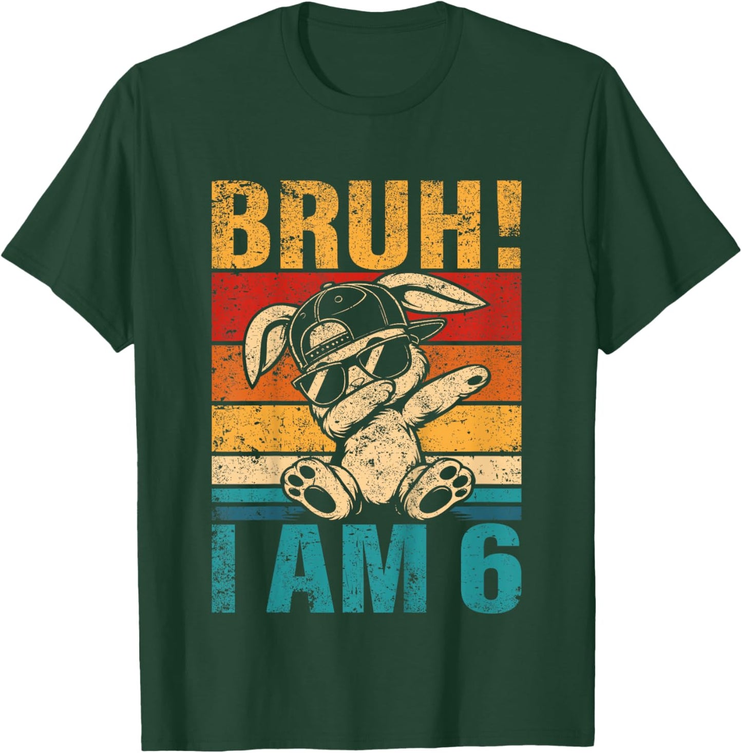 6 Year Old Birthday Dabbing Bunny Bruh It's My 6th Birthday T-Shirt - T-Shirt | Forest