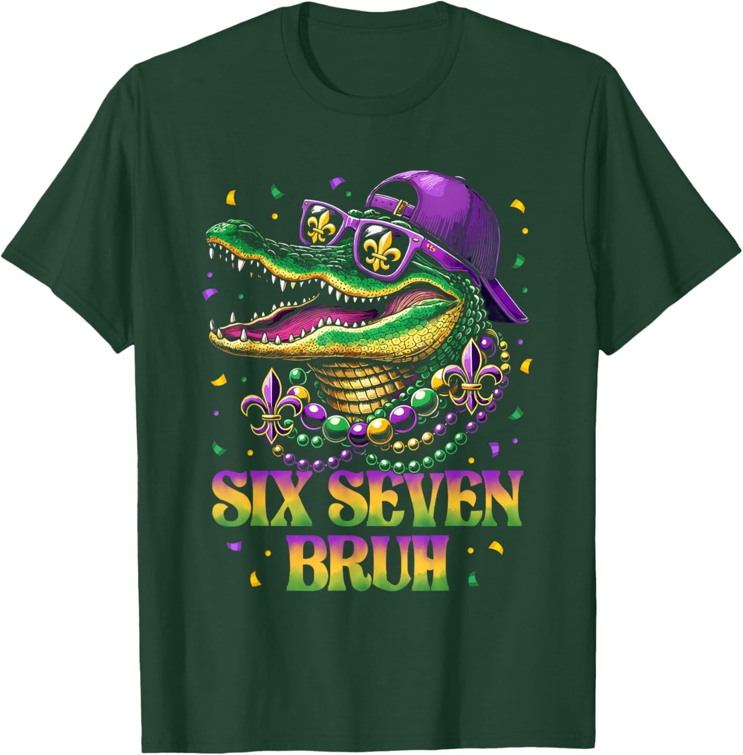 Mardi Gras Six Seven Bruh Mardigator Alligator 6 7 Meme Boys T-Shirt - T-Shirt | Forest
