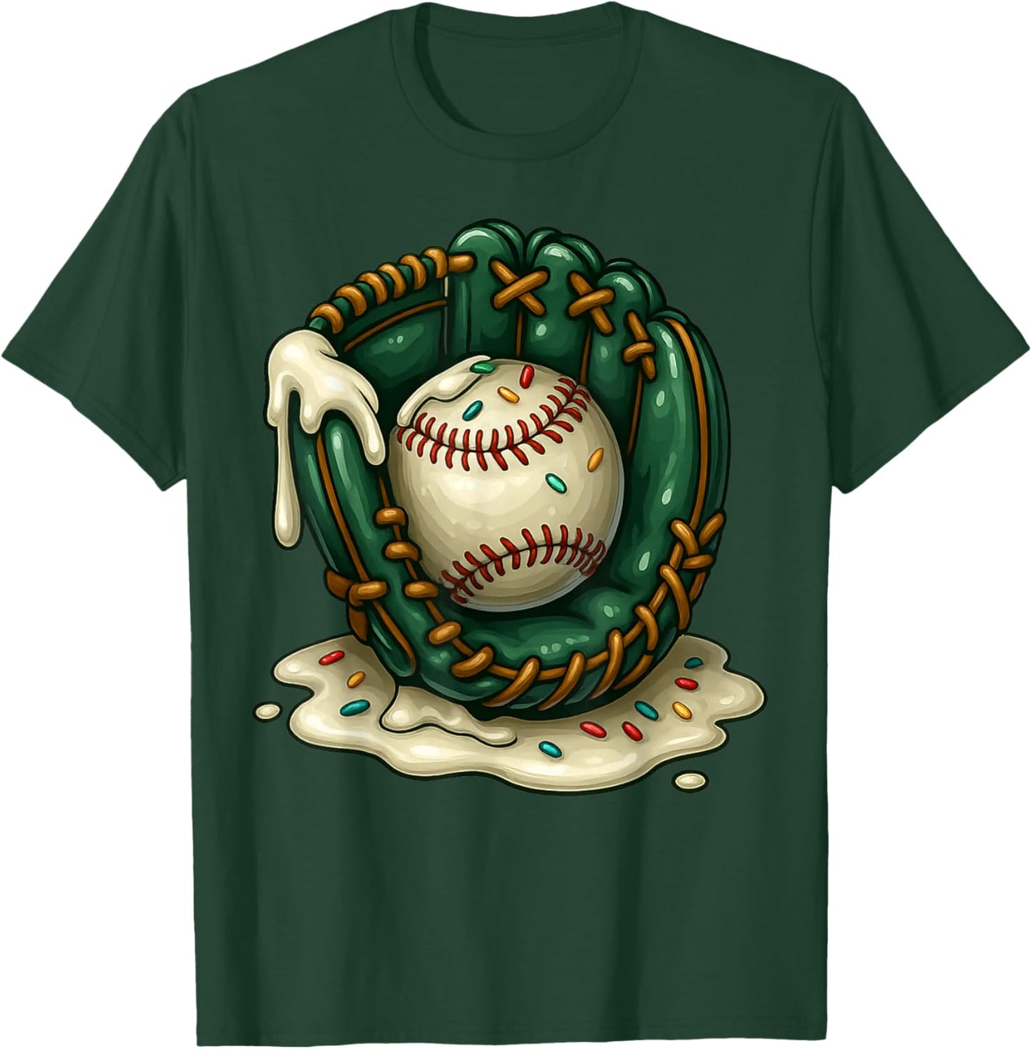 Baseball Drip Team for Boys and Girls Ice Cream Cool T-Shirt - T-Shirt | Forest