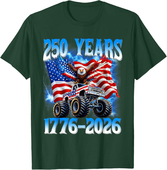 250 Year American 1776 2026 250th Eagle Patriotic 4th July T-Shirt - T-Shirt | Forest
