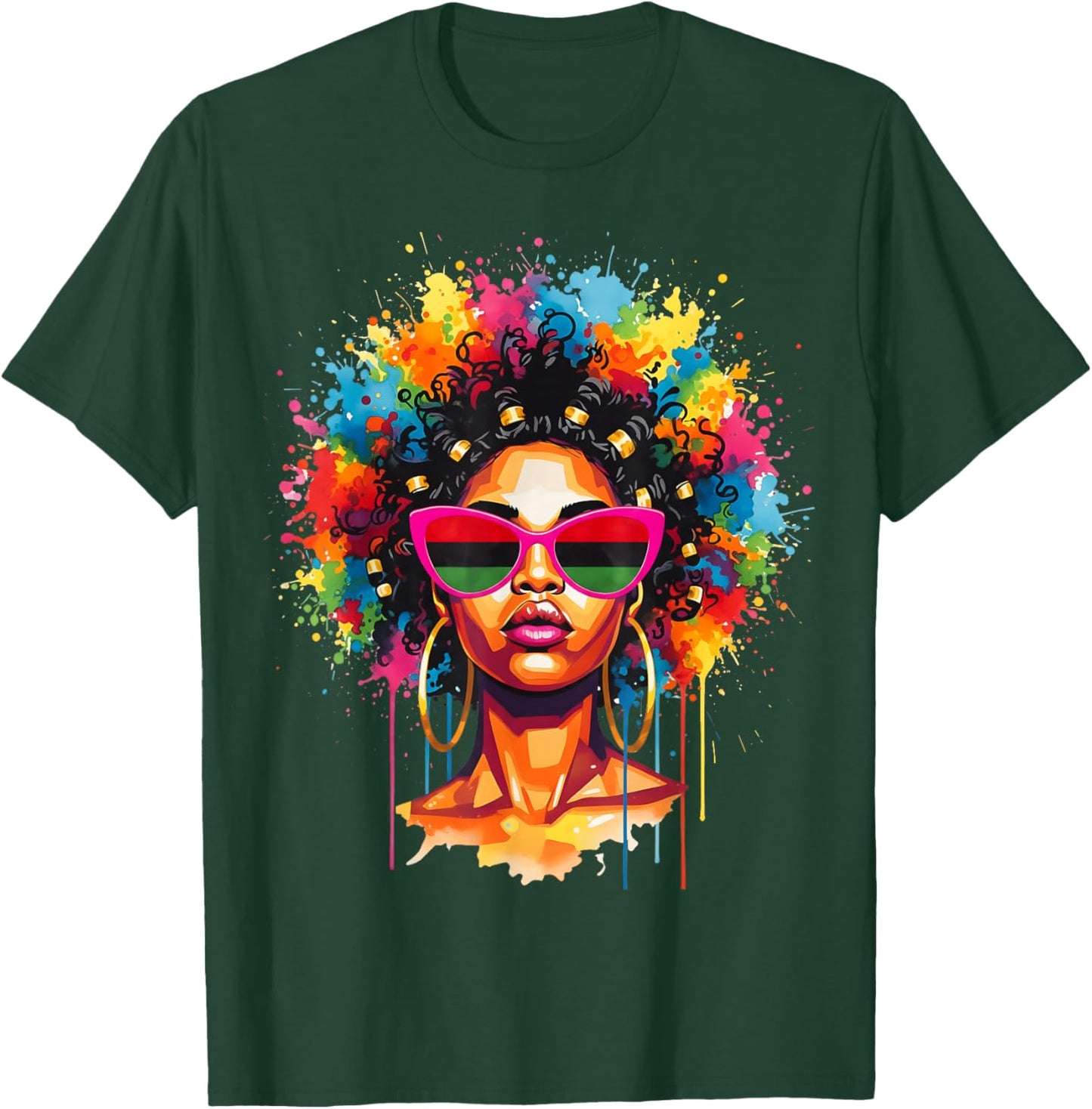 Black Queen Dripping Afro Melanin Black History Juneteenth T-Shirt - T-Shirt | Forest
