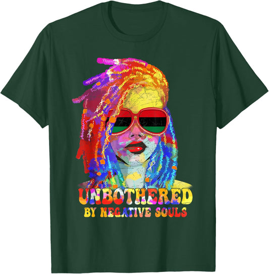 Unbothered by Negative Souls Afro Woman Melanin Queen Art T-Shirt - T-Shirt | Forest