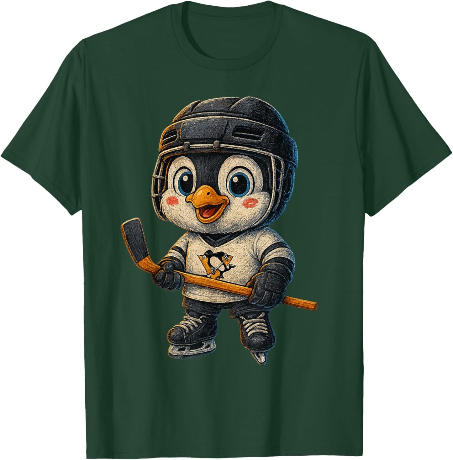 Cute Cartoon Penguin Hockey Player Ice Sport T-Shirt - T-Shirt | Forest