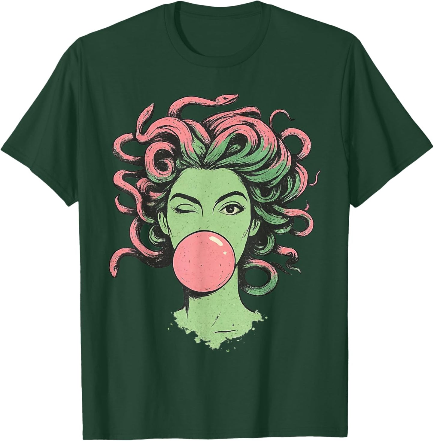 Medusa Bubblegum Mythological Snake Hair Goddess Feminist T-Shirt - T-Shirt | Forest