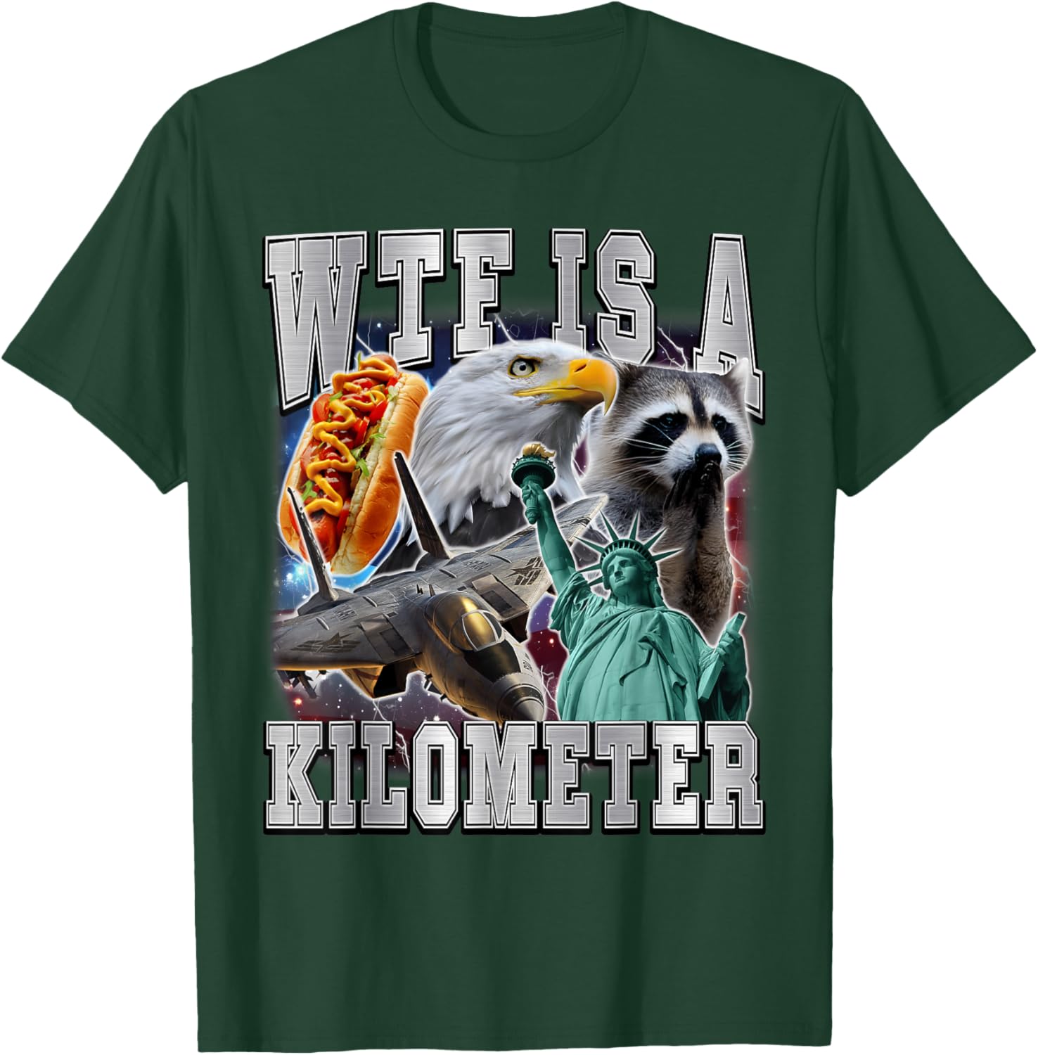 WTF is A Kilometer Meme Retro Funny Meme USA 90s America T-Shirt - T-Shirt | Forest