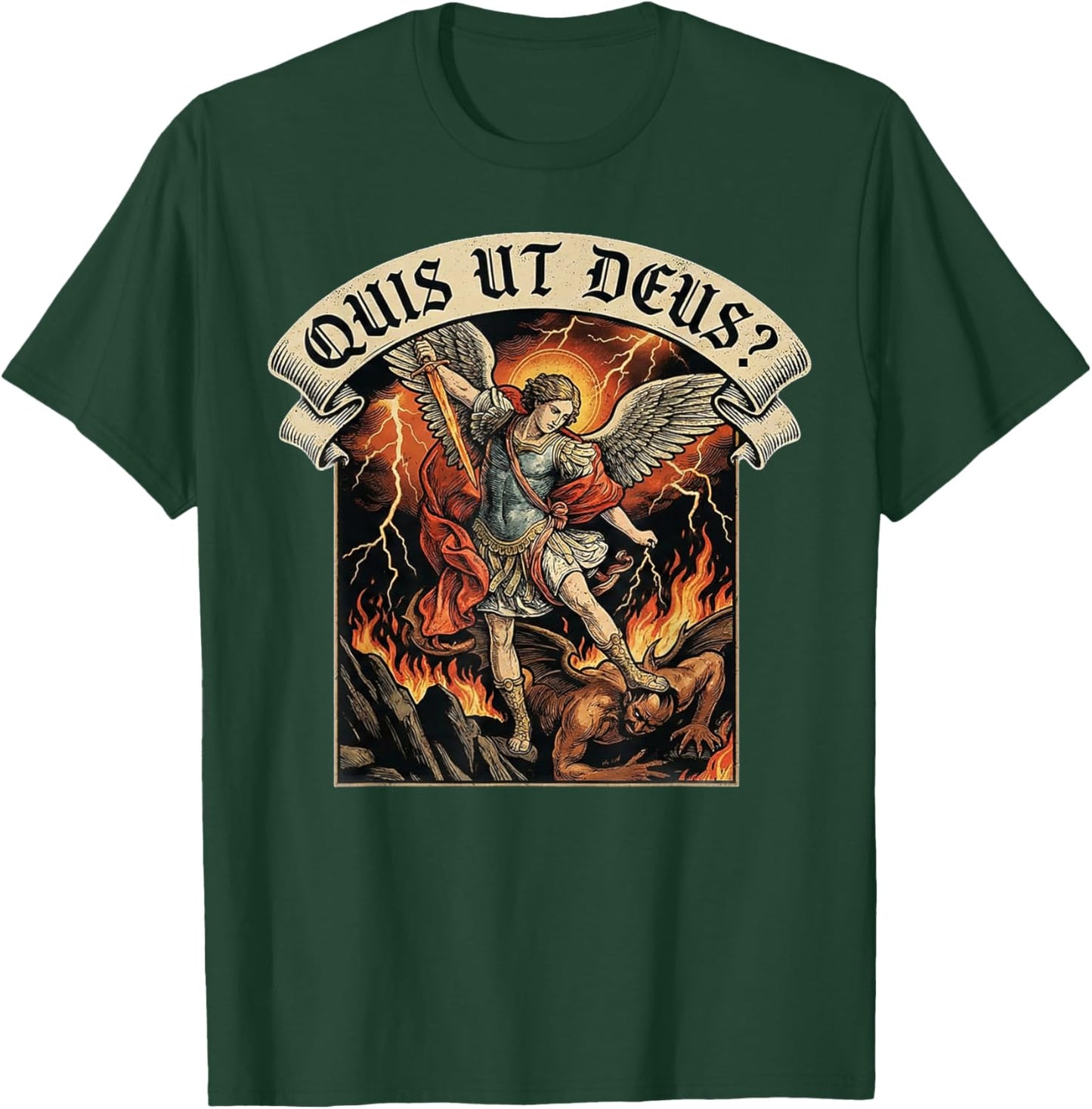 Who is Like God Quis Ut Deus Archangel Michael Christian T-Shirt - T-Shirt | Forest