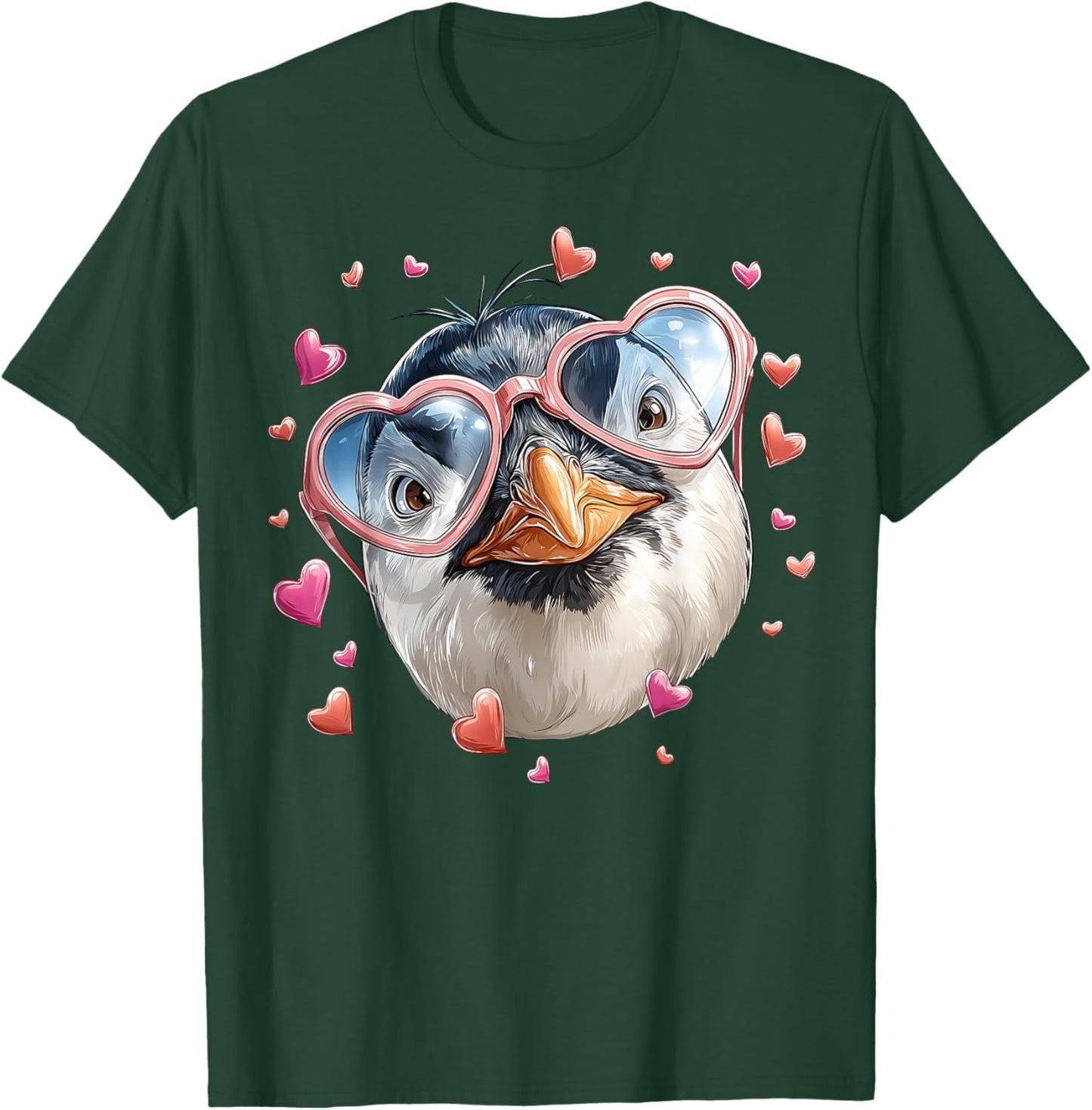 Penguin Animal Valentine's Day Heart Sunglasses T-Shirt - T-Shirt | Forest