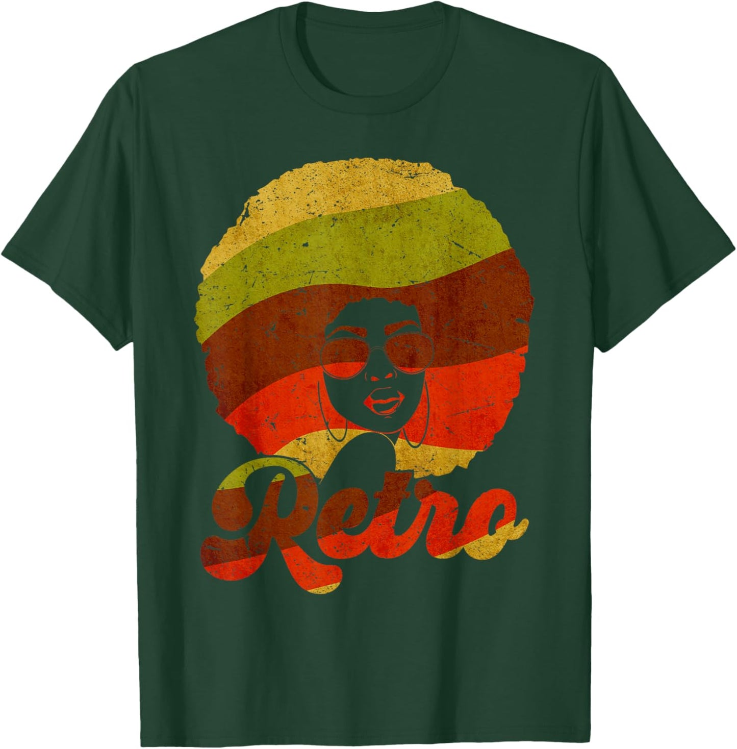 Retro 70s 80s Style Black History Month Afro Women Girls T-Shirt - T-Shirt | Forest