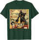 Funny Japanese Black Cat Eating Ramen Noodles T-Shirt - T-Shirt | Forest