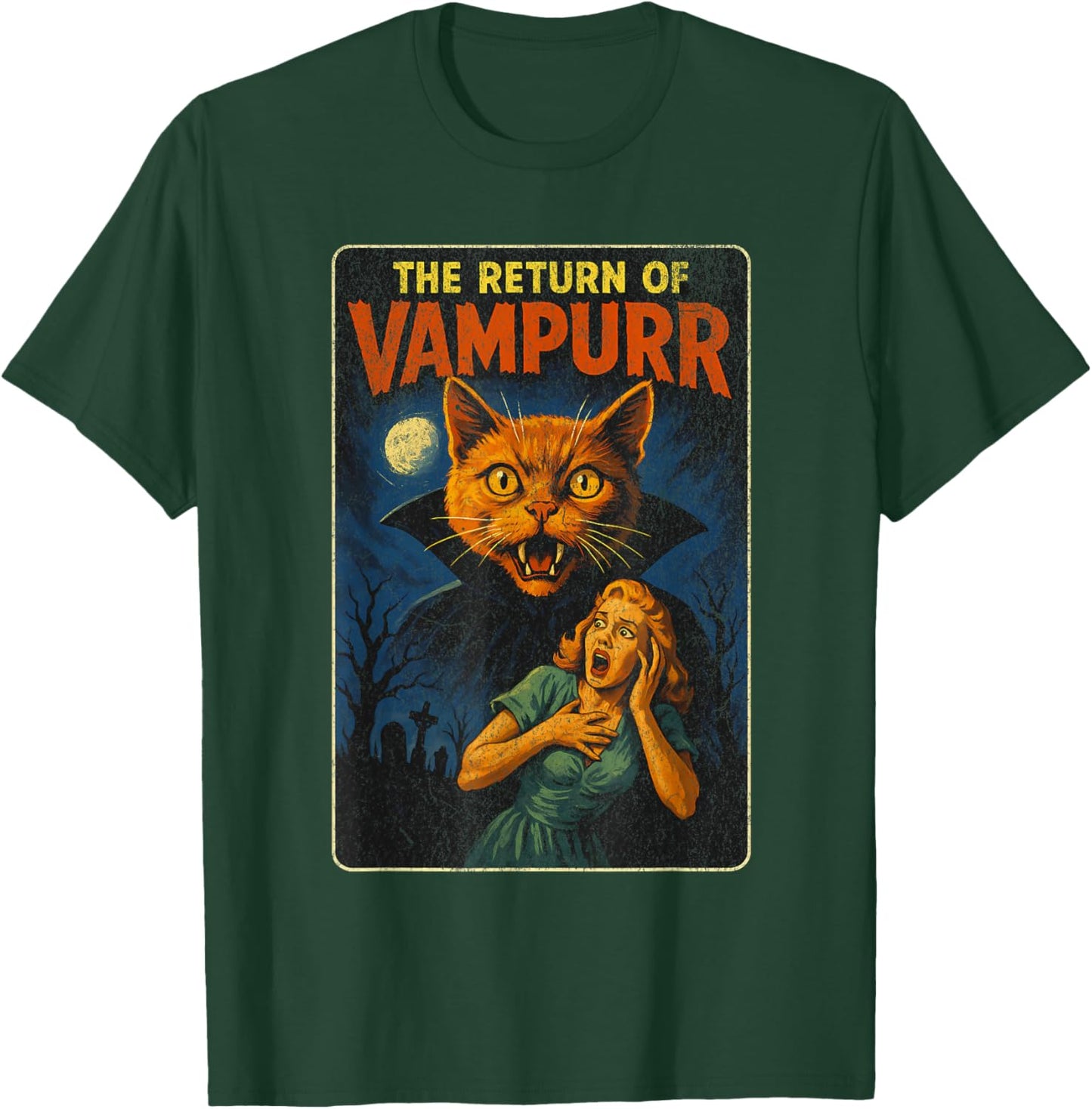 Return of Vampurr - Funny Halloween Cat T-Shirt - T-Shirt | Forest