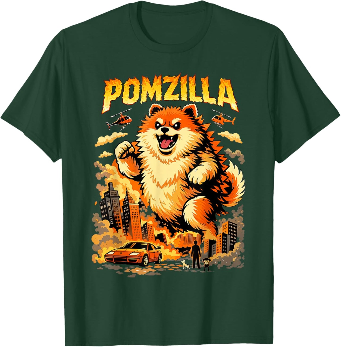 Pomzilla Pomeranian Dog Vintage Monster Pom Dog Lover T-Shirt - T-Shirt | Forest