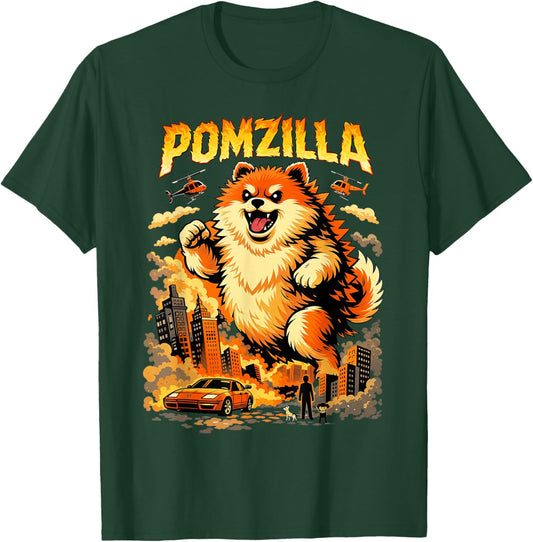 Pomzilla Pomeranian Dog Vintage Monster Pom Dog Lover T-Shirt - T-Shirt | Forest