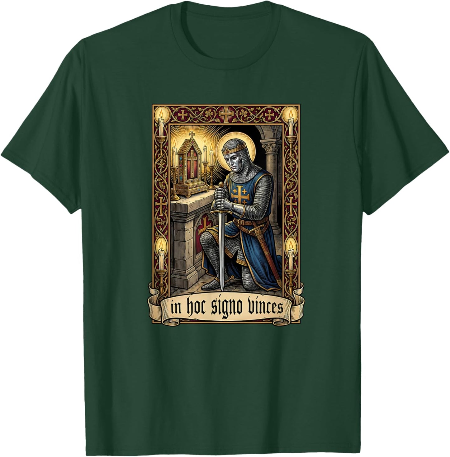 King Baldwin IV Jerusalem Cross Catholic T-Shirt - T-Shirt | Forest