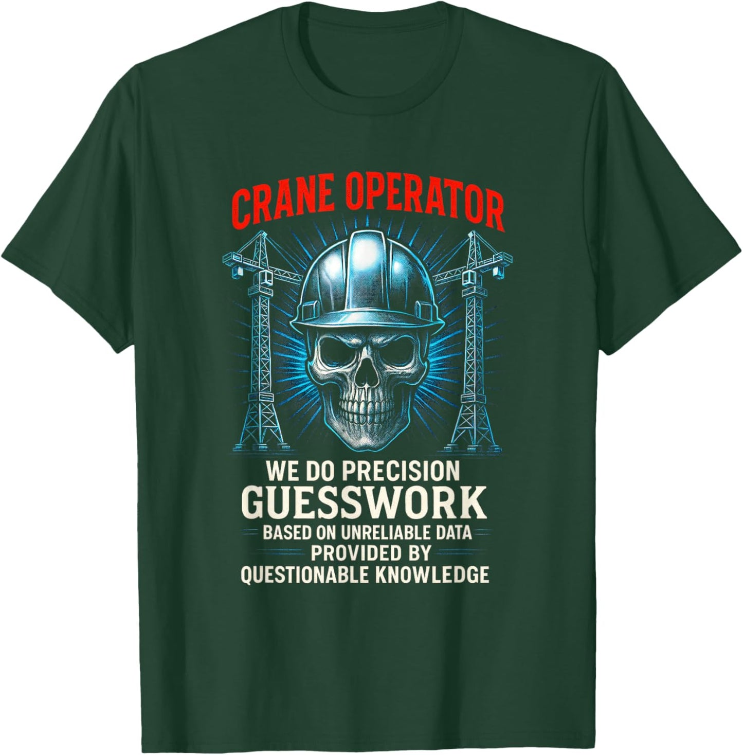 Crane Operator - Skull USA Construction T-Shirt - T-Shirt | Forest